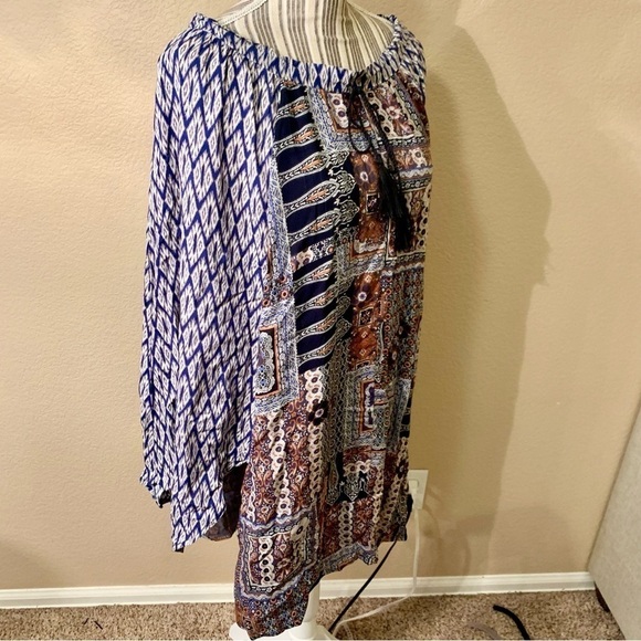 NWT Hem & Thread Skirt Poncho Combo Large Patchwork Boho Rayon Floral Geometric - Picture 10 of 15